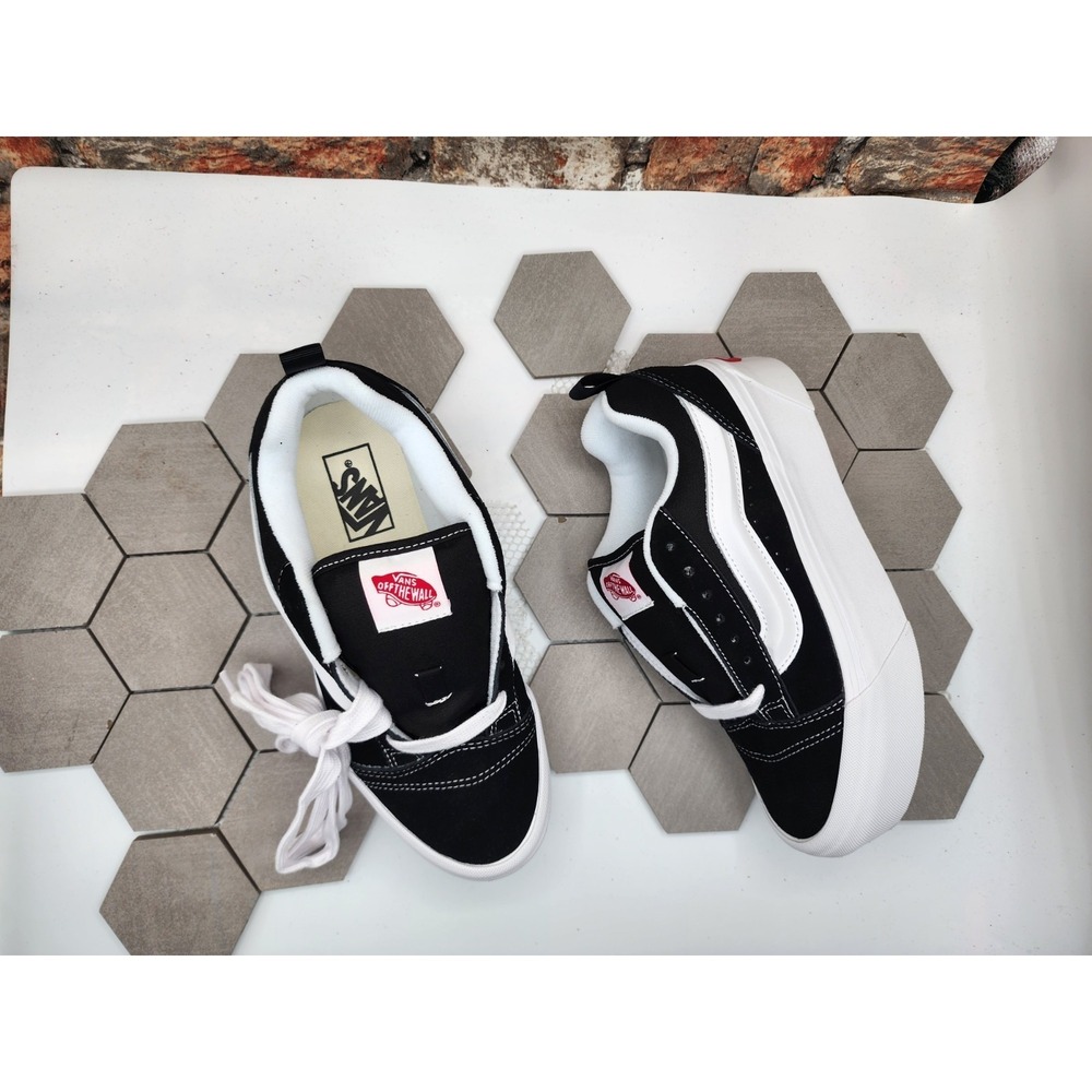 VANS Knu Stack‎ Platform Lift Shoes Black White Platform Shoes Women Sz  8 - Picture 6 of 8